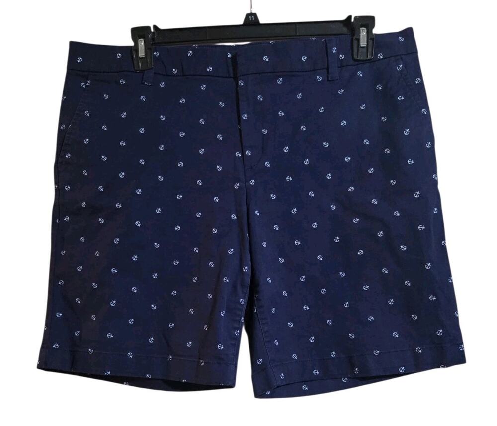 Tommy Hilfiger Navy Blue Nautical Shorts White Sailboats Print Chino 16 Sealife